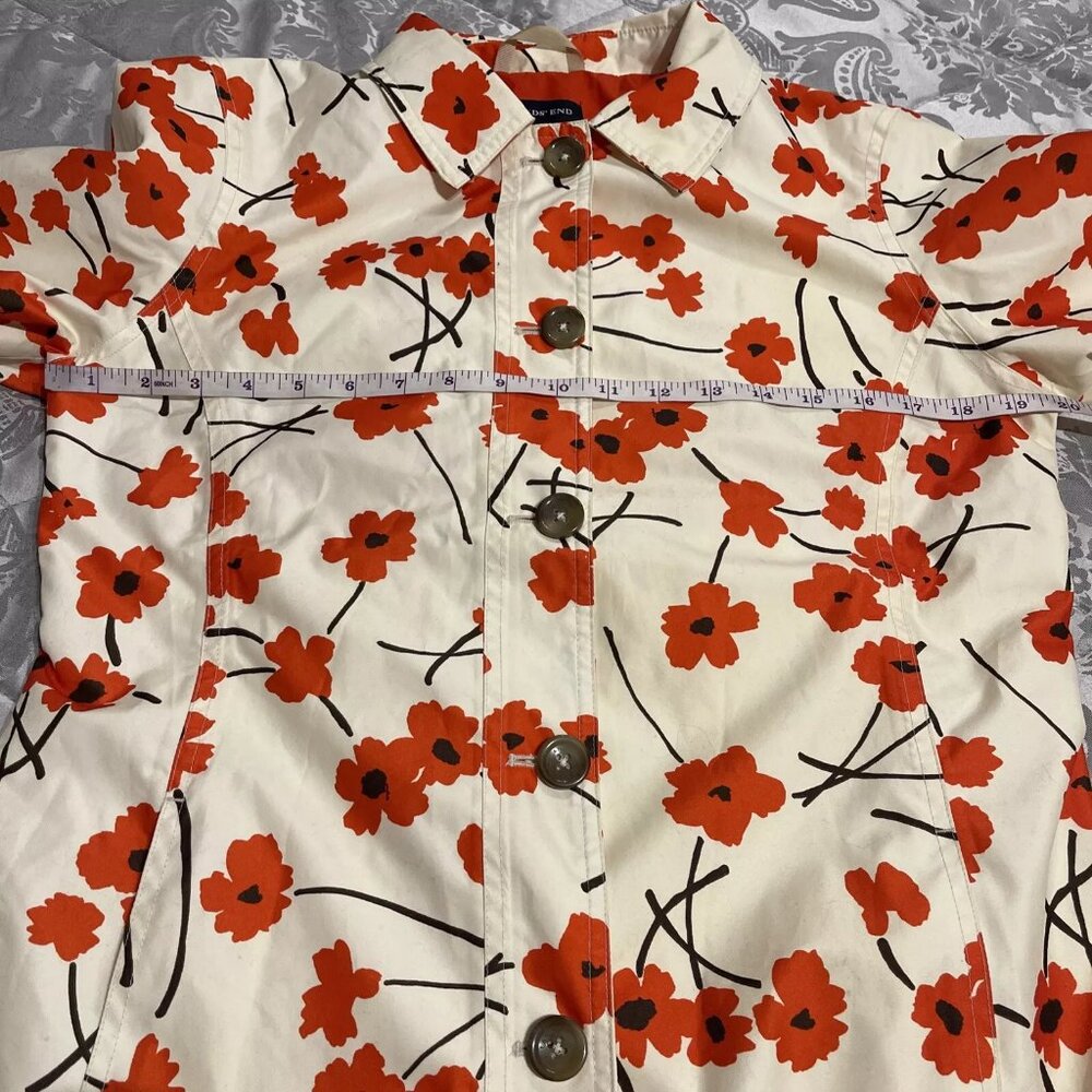 Lands End - Rain Coat Red Poppy Mac Size S 38” Shower Proof +Pack away Bag - Picture 8 of 11